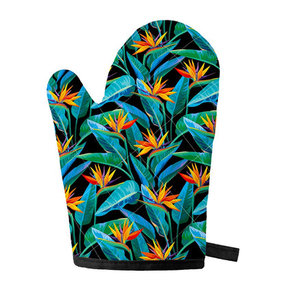 Teal Tropical Pattern Print Single Oven Mitt