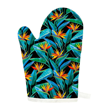 Teal Tropical Pattern Print Single Oven Mitt