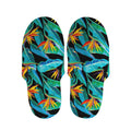 Teal Tropical Pattern Print Slippers