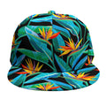 Teal Tropical Pattern Print Snapback Cap
