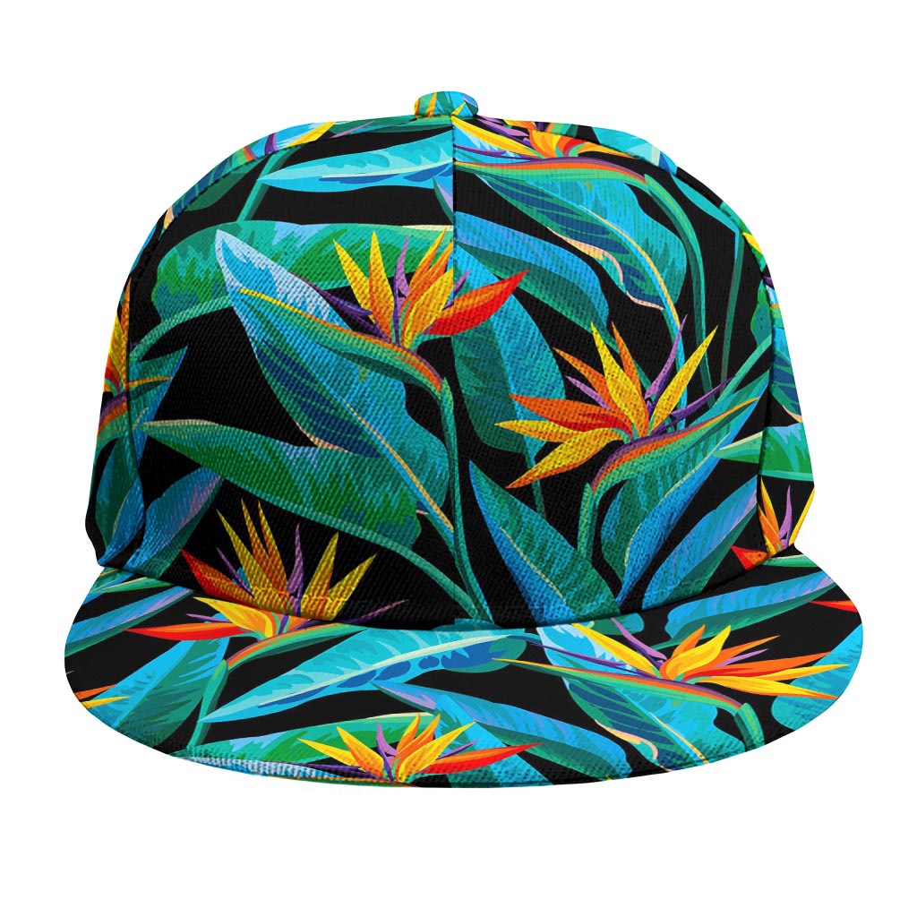 Teal Tropical Pattern Print Snapback Cap