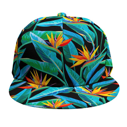 Teal Tropical Pattern Print Snapback Cap