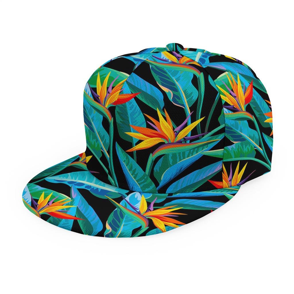Teal Tropical Pattern Print Snapback Cap
