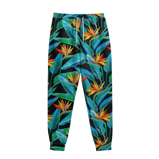 Teal Tropical Pattern Print Sweatpants