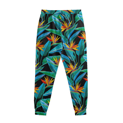 Teal Tropical Pattern Print Sweatpants