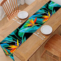 Teal Tropical Pattern Print Table Runner
