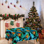 Teal Tropical Pattern Print Tablecloth