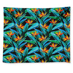 Teal Tropical Pattern Print Tapestry