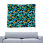 Teal Tropical Pattern Print Tapestry