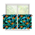 Teal Tropical Pattern Print Tier Curtains