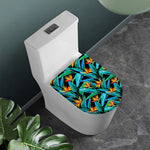 Teal Tropical Pattern Print Toilet Lid Cover