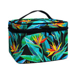 Teal Tropical Pattern Print Travel Makeup Bag