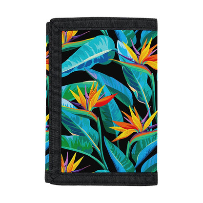 Teal Tropical Pattern Print Trifold Wallet