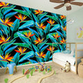 Teal Tropical Pattern Print Wall Sticker