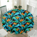 Teal Tropical Pattern Print Waterproof Round Tablecloth
