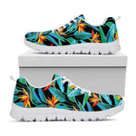 Teal Tropical Pattern Print White Running Shoes