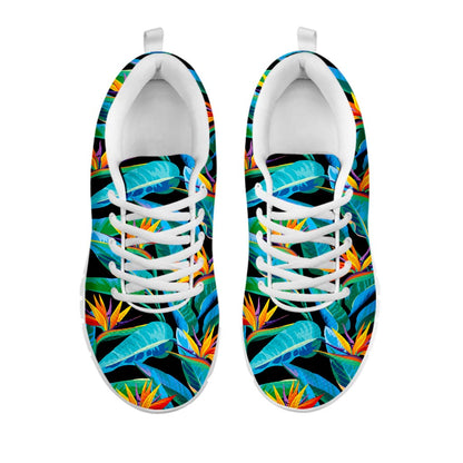 Teal Tropical Pattern Print White Running Shoes