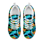Teal Tropical Pattern Print White Running Shoes