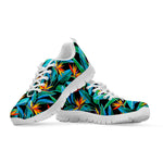 Teal Tropical Pattern Print White Running Shoes
