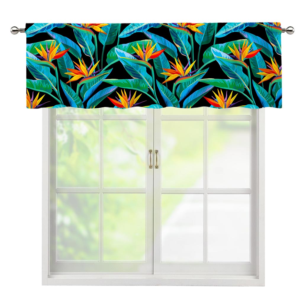 Teal Tropical Pattern Print Window Valance