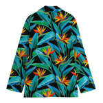 Teal Tropical Pattern Print Women's Blazer