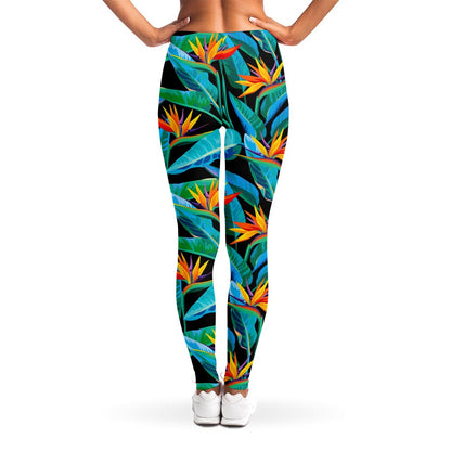 Teal Tropical Pattern Print Women's Leggings
