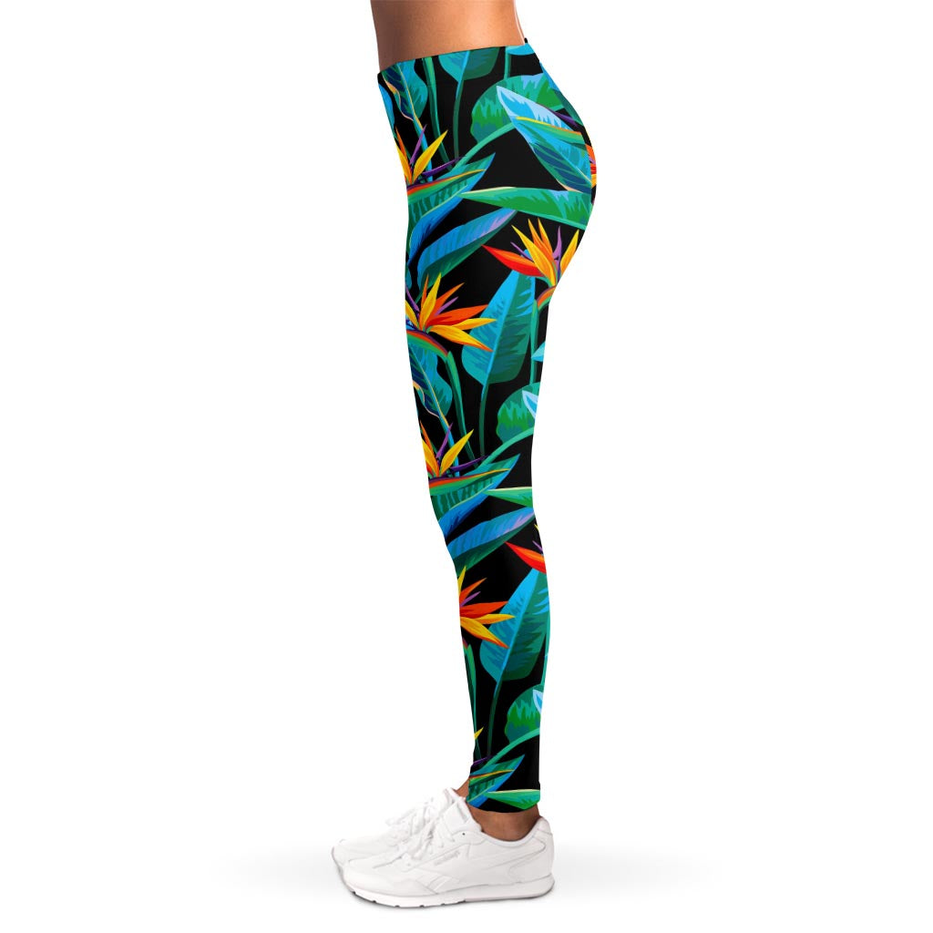 Teal Tropical Pattern Print Women's Leggings