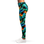 Teal Tropical Pattern Print Women's Leggings