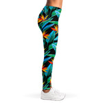 Teal Tropical Pattern Print Women's Leggings