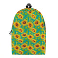 Teal Watercolor Sunflower Pattern Print School Backpack