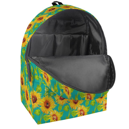 Teal Watercolor Sunflower Pattern Print Backpack