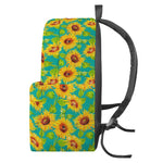 Teal Watercolor Sunflower Pattern Print Backpack