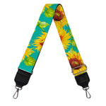 Teal Watercolor Sunflower Pattern Print Bag Strap