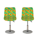 Teal Watercolor Sunflower Pattern Print Bar Stool Covers
