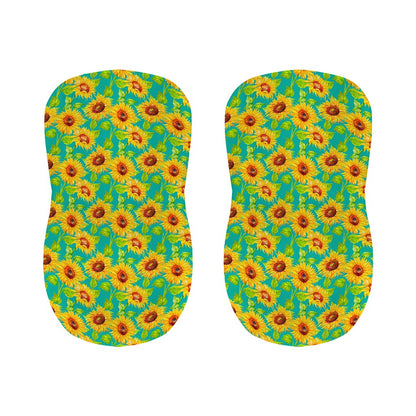 Teal Watercolor Sunflower Pattern Print Bar Stool Covers
