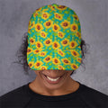 Teal Watercolor Sunflower Pattern Print Baseball Cap