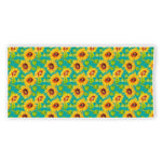 Teal Watercolor Sunflower Pattern Print Beach Towel