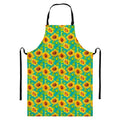Teal Watercolor Sunflower Pattern Print Bib Apron With Pocket