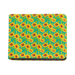 Teal Watercolor Sunflower Pattern Print Bifold Wallet