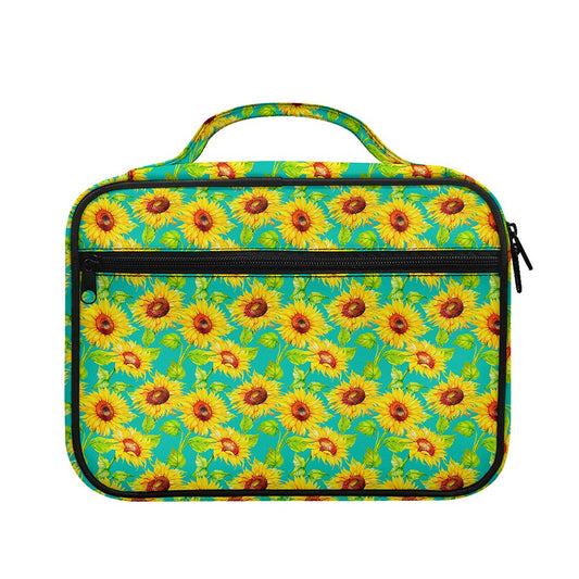 Teal Watercolor Sunflower Pattern Print Briefcase Bible Bag