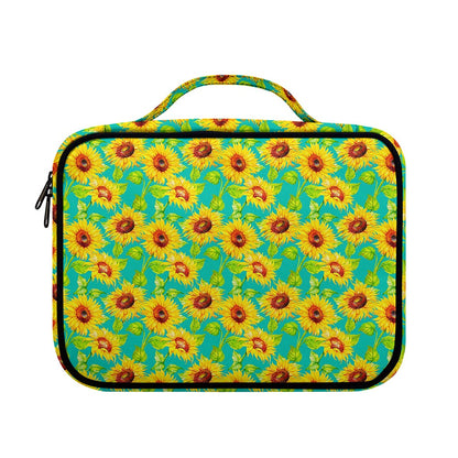 Teal Watercolor Sunflower Pattern Print Briefcase Bible Bag