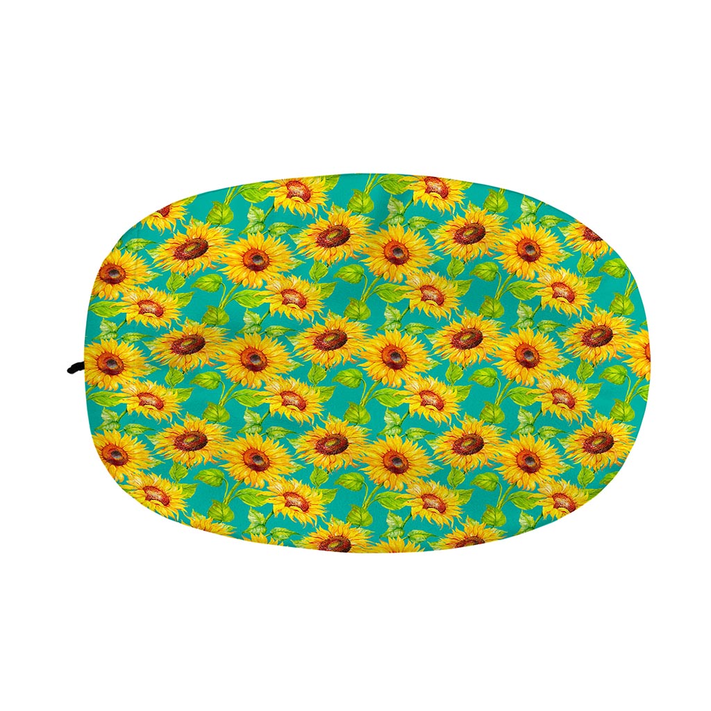 Teal Watercolor Sunflower Pattern Print Car Side Mirror Covers