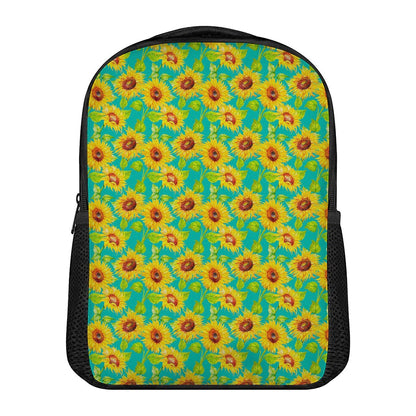 Teal Watercolor Sunflower Pattern Print Casual Backpack
