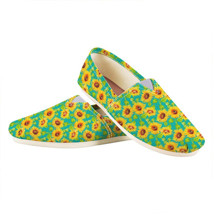Teal Watercolor Sunflower Pattern Print Casual Shoes