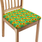 Teal Watercolor Sunflower Pattern Print Chair Cushion Cover