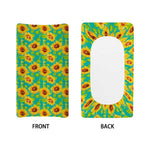Teal Watercolor Sunflower Pattern Print Changing Pad Cover