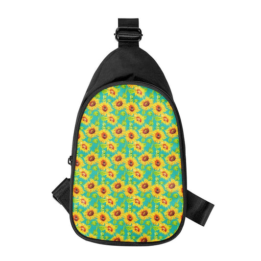 Teal Watercolor Sunflower Pattern Print Chest Bag