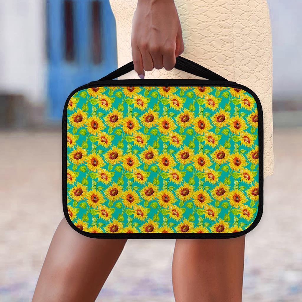 Teal Watercolor Sunflower Pattern Print Classic Bible Case