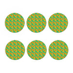 Teal Watercolor Sunflower Pattern Print Coaster Set