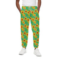 Teal Watercolor Sunflower Pattern Print Cotton Sweatpants
